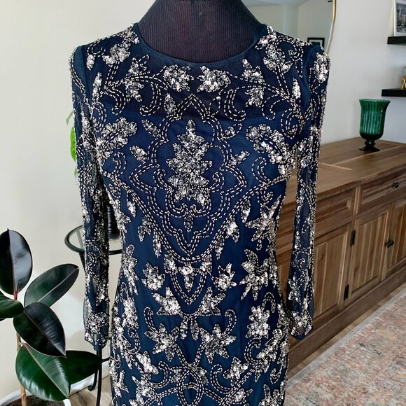 Adrianna Papell Navy Formal Gown Size 4 - Picture 3 of 7